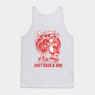 Christmas In July - No Milk Cookies Just BBQ - Santa Claus Tank Top